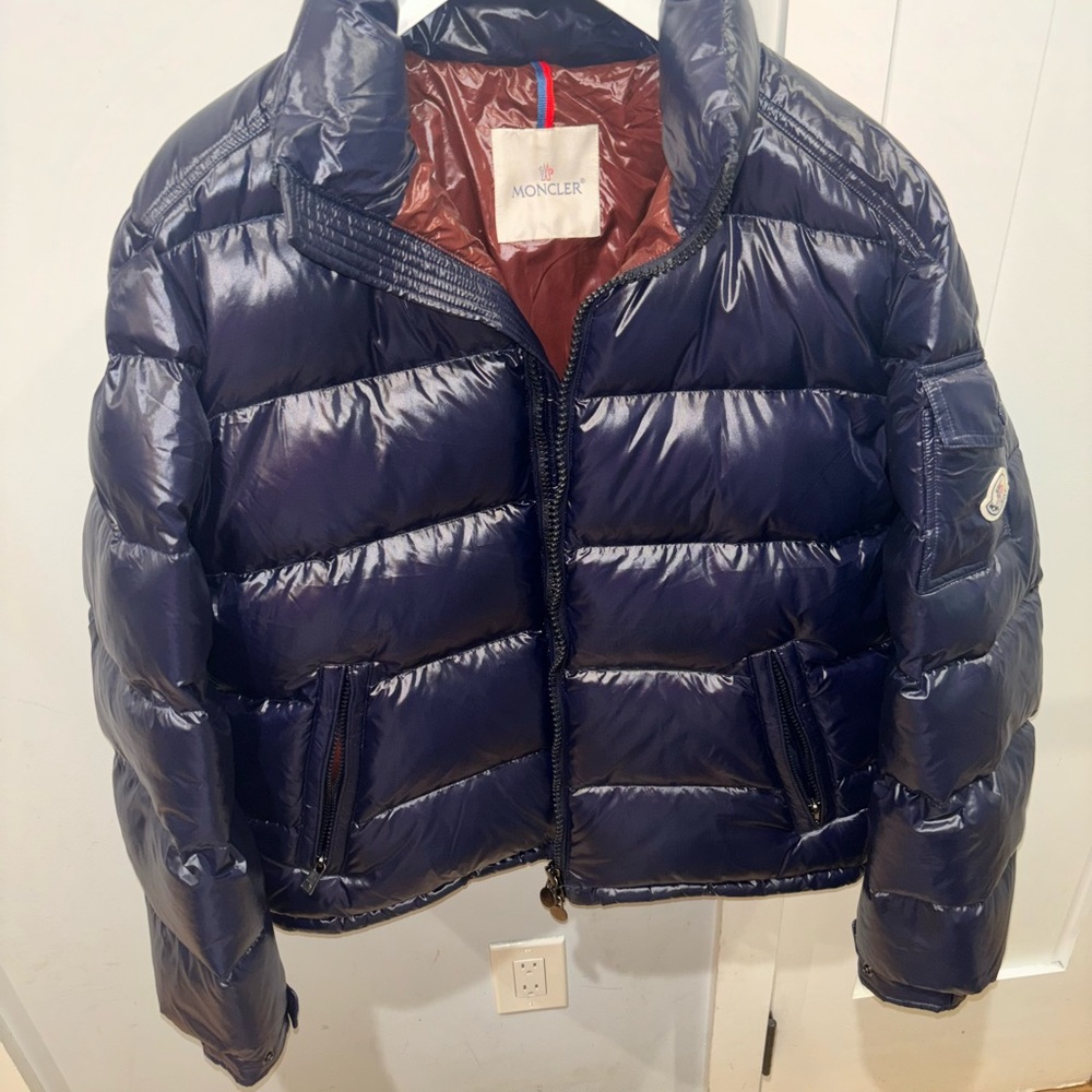 Moncler Shiny Dark Blue Puffer Jacket